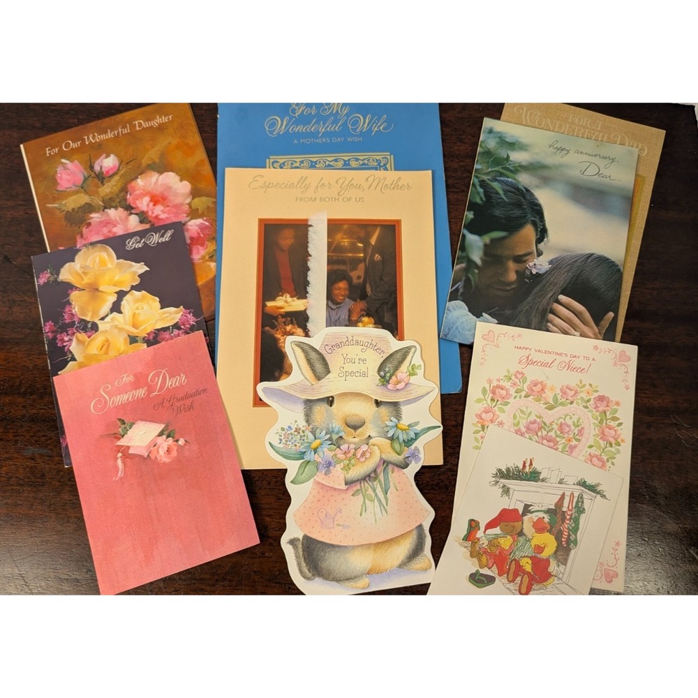 10 Vintage Greeting Cards Used Ephemera Junk Journaling Scrapbooking Hallmark